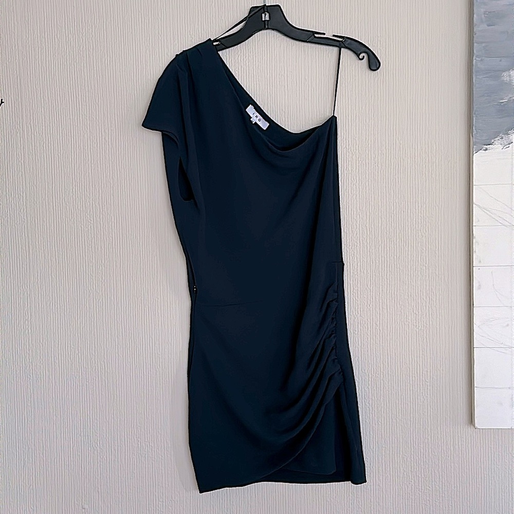 IRO 34 off shoulder dark blue dress